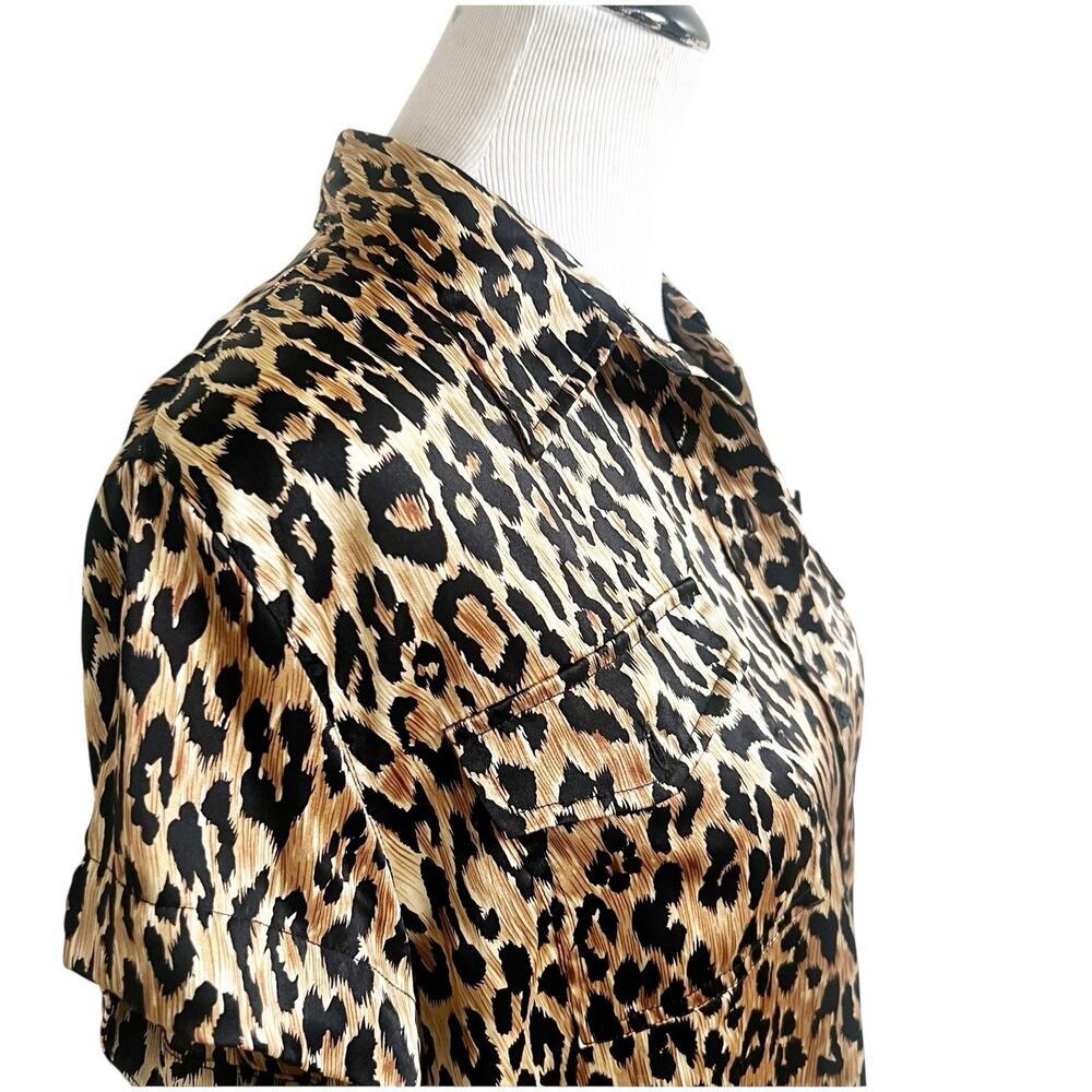 Chico’s Vintage Animal Print Short Sleeve Button Down Blouse Collared Size Med - Picture 5 of 7